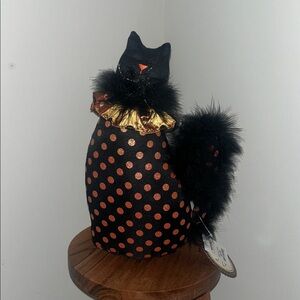 Cat lovers Black and Orange Polka Dot Plush table decor new